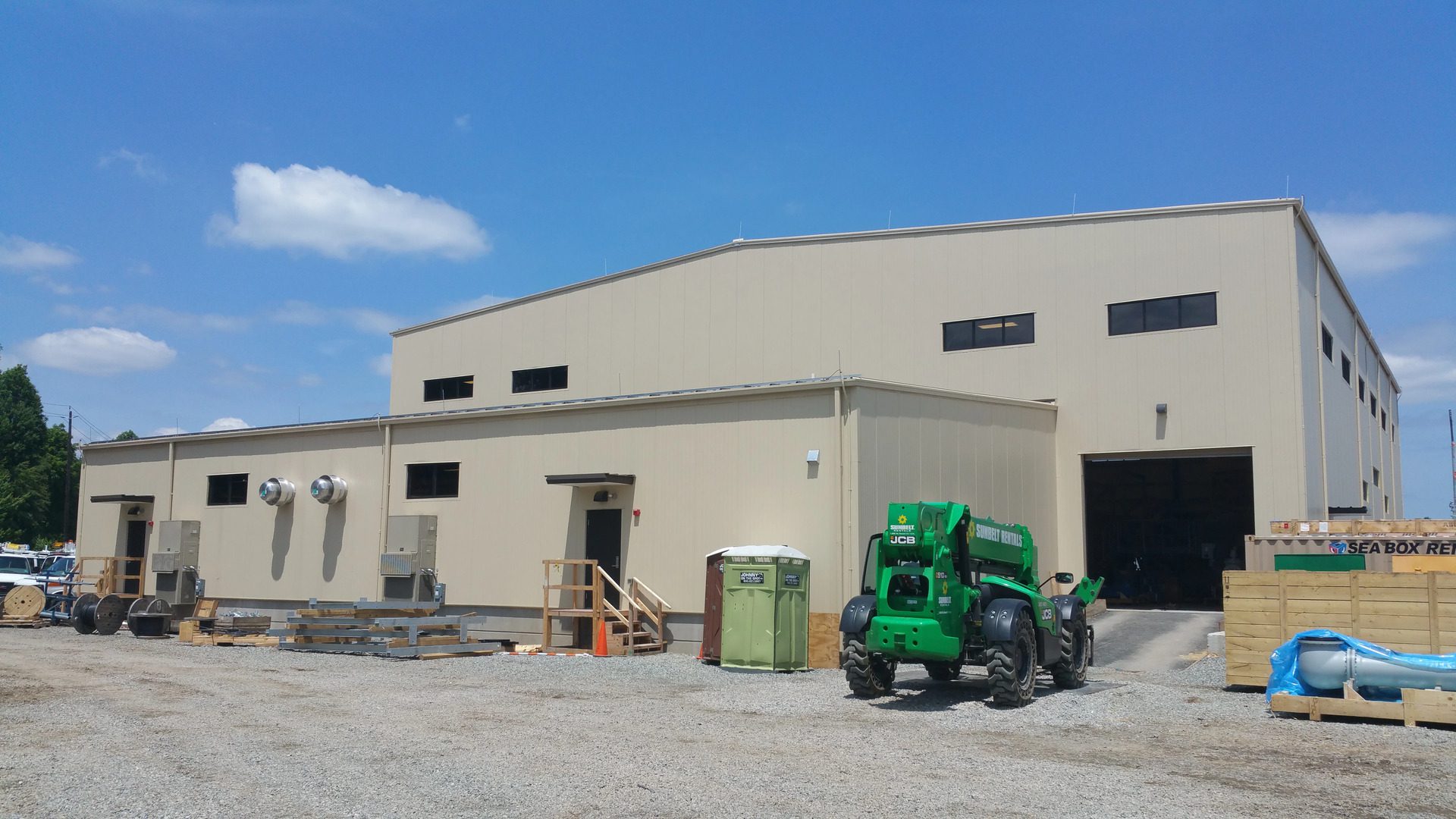 exterior view of an industrial building